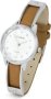 Ladies Silver Tone Watch With Tan Leatherette Strap