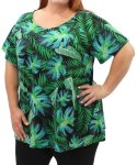 Ladies Printed Batwing Top - 60 Blu grn