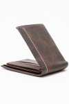 Leather Bi Fold Stitch Detail Wallet With Coin Pouch Brown