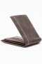 Leather Bi Fold Stitch Detail Wallet With Coin Pouch Brown
