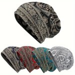 Classic Paisley Print Slouchy Beanie Boho Elastic Skull Cap Vintage Unisex Neck Gaiter Soft Beanies Chemo Cap For Women & Men