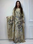 Tree Print Crew Neck Kaftan Dress Elegant Batwing Sleeve Loose Fit Maxi Dress With A Hijab Women's Clothing