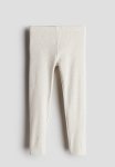 Ribbed Jersey Leggings - Light Beige Marl