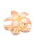 Goldair Gold Pink Enamel Fragipani Flower Hair Claw Clip