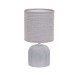 Grey Ribbed Ceramic Base With Fabric Shade Light TL831