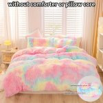 3PCS Y2K Tie Dye Plush Duvet Cover Set 1 Duvet Cover + 2 Pillowcase Soft & Warm Bedding Set