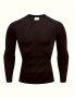 Solid Compression Shirts Men Long Sleeve Athletic Moisture Wicking Baselayer Undershirt Gear Tshirt For Sports Workout