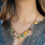 Coloured Charm Necklace - Gold Free