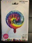 18 Inch Happy Birthday Foil Tie Dye