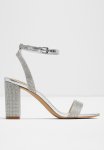 Rhiannon Ankle Strap Block Heel - Silver
