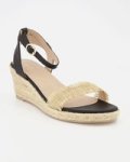 Wedge With Ankle Strap Black/natural