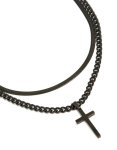 Mens Waterproof Black Coated Metal Stainless Steel Cross & Snake Chain Necklaces Pack