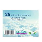 110X220 Dl White Envelopes PK25