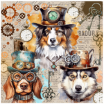 Tear Resistant Deco Print Steampunk Dogs