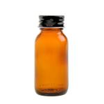 50ML Amber Glass Generic Bottle With Aluminium Screw Cap - Black 28 410