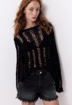 High-waisted Denim Shorts - Black