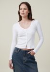 Cotton On Moss Button Down Long Sleeve Top - Gardenia