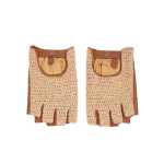 K autograph Crochet Fingerless Gloves -dark Tan