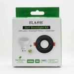 Flash 3 In 1 Downlight KIT-1XDOWNLIGHT FITTING+1X 3W GU10 LED Lamp 6000K +GU10 Lampholder DL 3IN1-DB