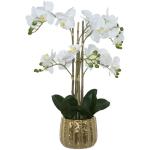 Artificial White Orchid In Gold Pot