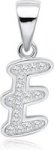 S925 Sterling Silver Alphabet Pendant With Swarovski Zirconia Letter E