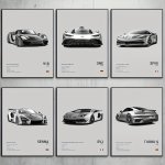 6PCS Set Of Classic & Modern Supercar Canvas Art Prints - Luxury Vehicle Wall Decor For Living Room Bedroom Office - High-defini