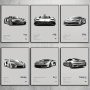6pcs Set Of Classic & Modern Supercar Canvas Art Prints - Luxury Vehicle Wall Decor For Living Room Bedroom Office - High-Definition Frameless Posters