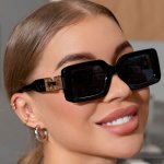 1PC Rectangle Frame Glasses With Anti-reflective PC Lenses Plastic Hinges - Fashionable Unisex Eyewear For Sun Protection Ideal