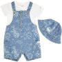 Made 4 Baby Boys 3 Piece Denim Dungaree & Hat 12-18M