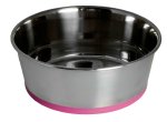 Rogz Stainless Steel Large 1700ML Slurp Dog Bowl Different Colours - Pink