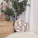 Cot Bumper Braided 3 Strand Beige White And Beige