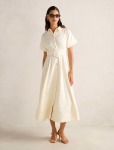 Judith Jacquard Shirt Dress - 20 Cream