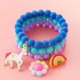 3PCS Cute Unicorn/sunflower/rainbow Charm Beaded Bracelets For Girls Simple Style Daily Decorations Holiday Gifts