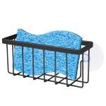 Shfks Sponge Holder For Kitchen Sink Suction Kitchen Sink Sponge Holder Sink Caddy Soap Holder Bathroom Scrubbers Black