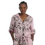 Animal Leaf Print Linen Shirt - Antique Rose L xl