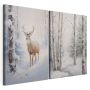 Canvas Art - Deer In Snow 2 Piece Abstract Watercolor Canvas Print Wall Art