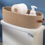 Versatile Woven Storage Basket With Dual Handles - Perfect For Desk Organization & Bathroom Essentials