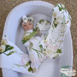 Wrap Set Swaddle Set White And Golden Lily