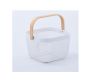 Vegetable Wire Basket With Wooden Handle - White