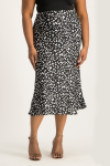 Natalie Satin Midi Skirt - Black Animal Print - L