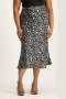 Natalie Satin Midi Skirt - Black Animal Print - L