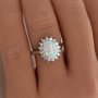 1pc Bohemian Stunning Artificial Opal Ring Sparkling Ring With Colorful Lights Gift For Girls