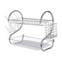 Two Tier Kitchen Dish Rack - Silver