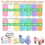 Assorted Colors Self-adhesive Paper Compatible With MINI Wireless Bt Printers X5 A31 C9 C13 C15 C20 For Study Notes Work Photos