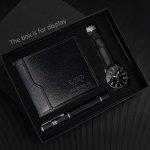 1 3PCS SET Men's Business Casual Fashion Watch Wallet Pen Set Gift Set