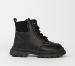 Flat Lace-up Ankle Boots For Boys - 4 Kids Black