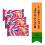 Crispy Wafers Strawberry Multipack 225G 3 X 75G Pack - Crispy Wafer Biscuit Layers With Fruity Pink Cream Filling Quick Sweet To