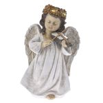 Cream Gold Polyresin Illuminated Angel With Violin 20X15X32CM