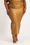 Tessa Plisse Maxi Skirt - Toffee - 2XL