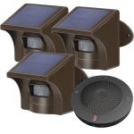 Emacros Solar Wireless Driveway Alarm System 1 2 Mile Range 1 Receiver & 3 Solar Sensors - Weatherproof Outdoor Motion Detector